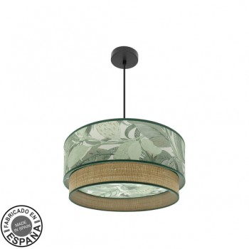 Distribuidor - Lâmpadas Diversas | Colgantes Moderno | COLGANTE CONGO 50D 3XE27 NEGRO/VERDE-NATURAL Ref: 224995009